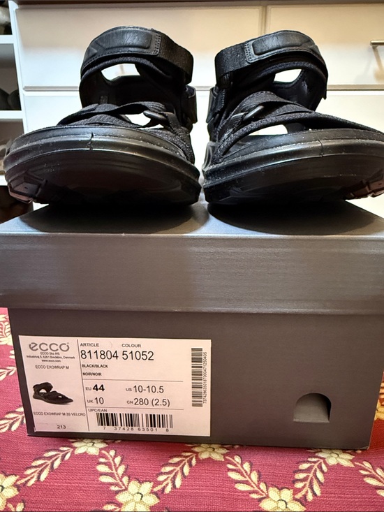 Ecco Black Strappy Comfort Sandals 10-10.5